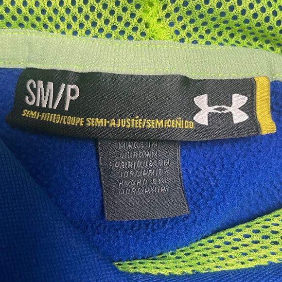 Under Armour Small Petite Blue Hoodie Neon Logo Pullover Sweatshirt - Picture 4 of 4